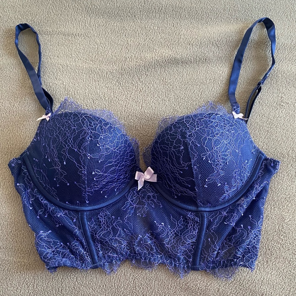 NWOT Victoria's Secret long line demi padded lace overlay bra 32D